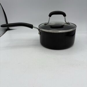 Guy Fieri Saucepan Pot 1.5 Quart 1.4 L w Glass Lid Black Non Stick